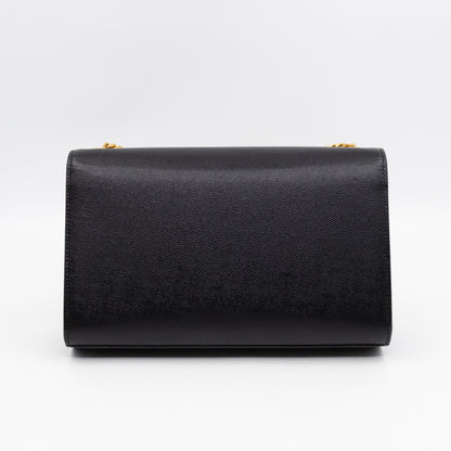 Kate Medium Black Grained Leather Gold