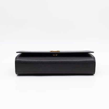 Kate Medium Black Grained Leather Gold