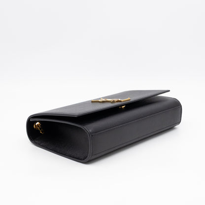 Kate Medium Black Grained Leather Gold