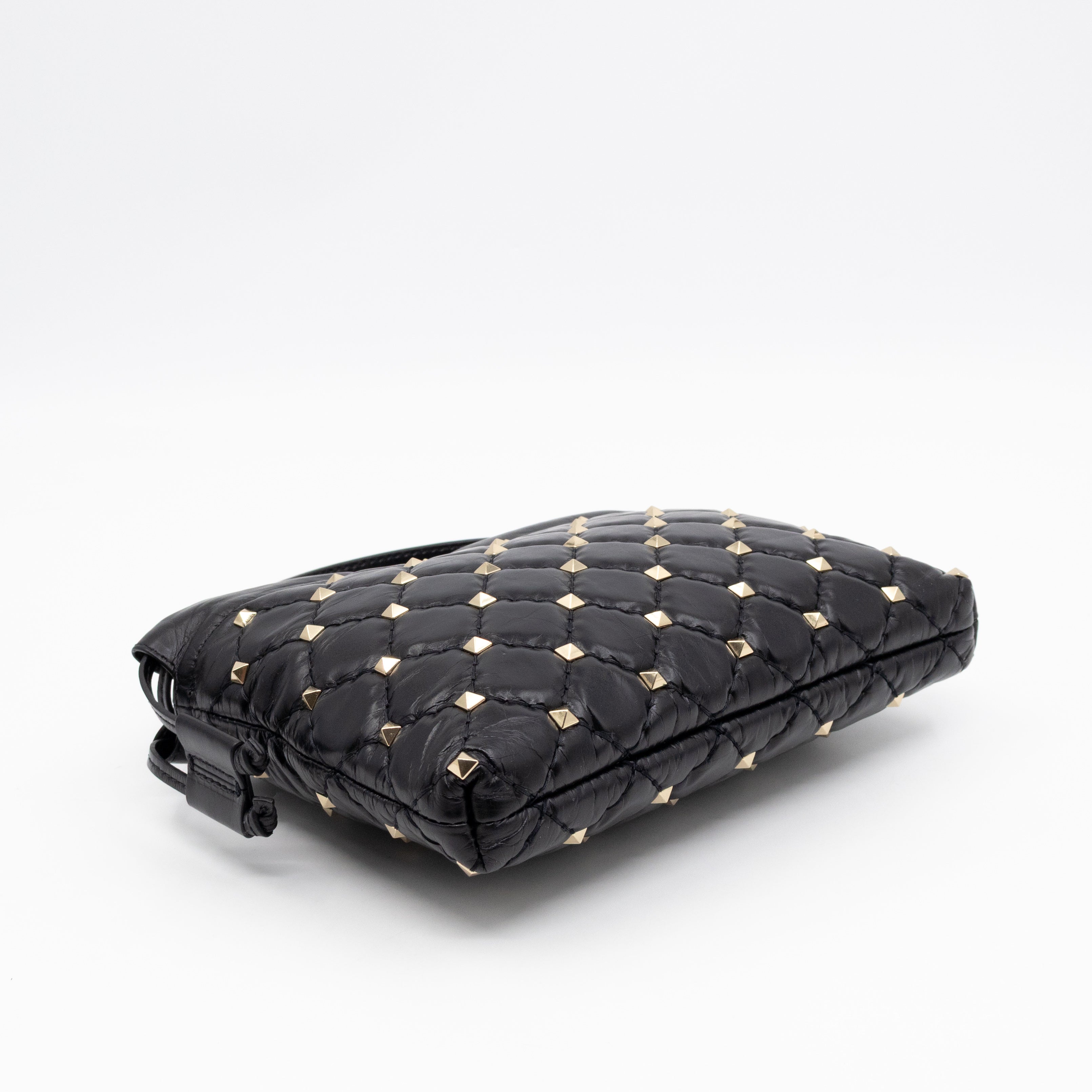 Rockstud Spike Pouch Black Embellished Leather