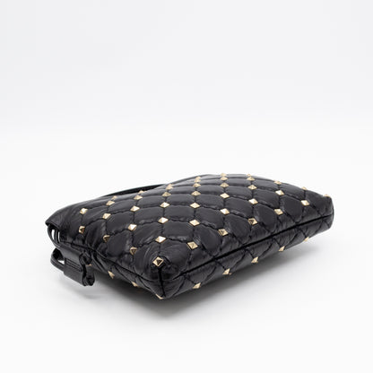 Rockstud Spike Pouch Black Embellished Leather