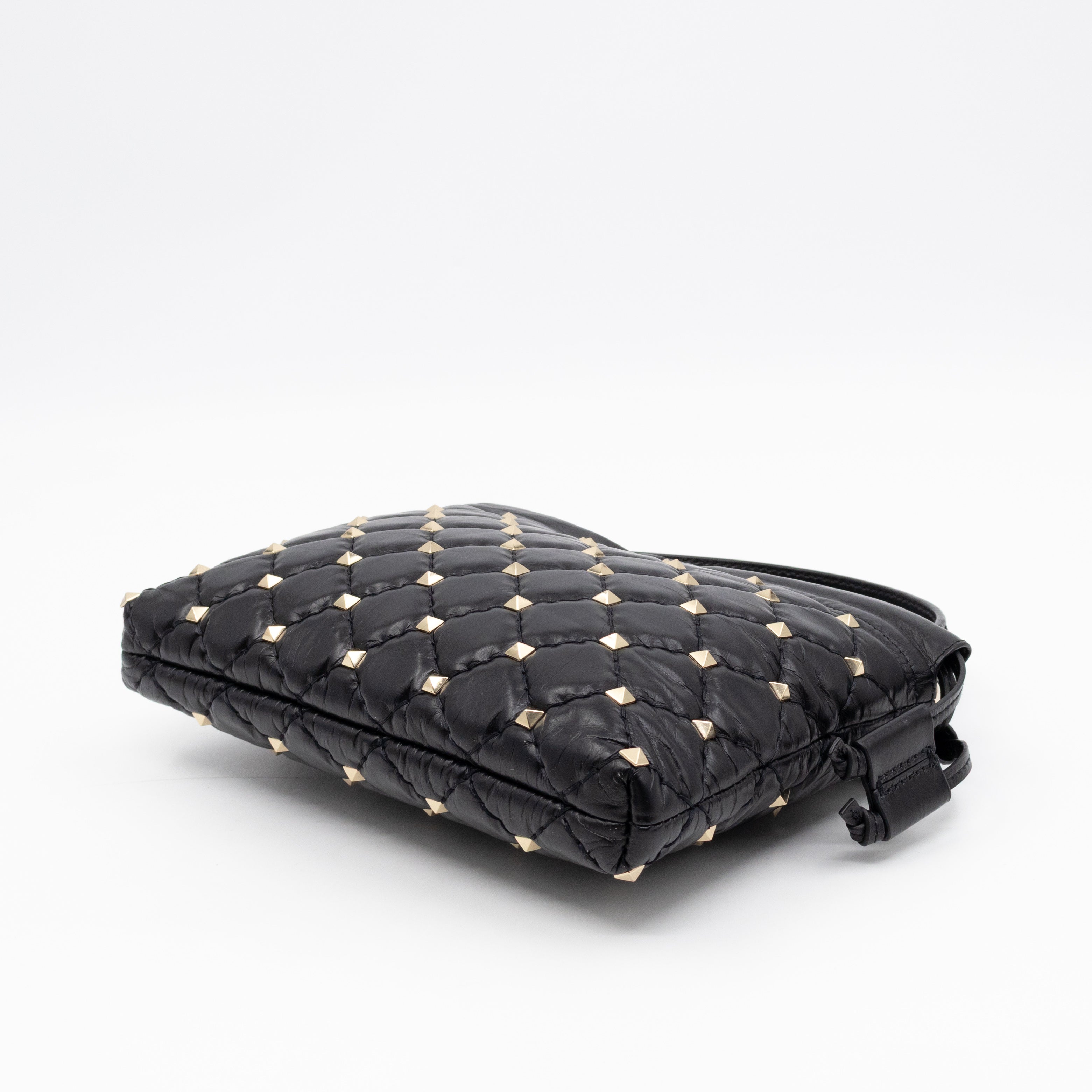 Rockstud Spike Pouch Black Embellished Leather