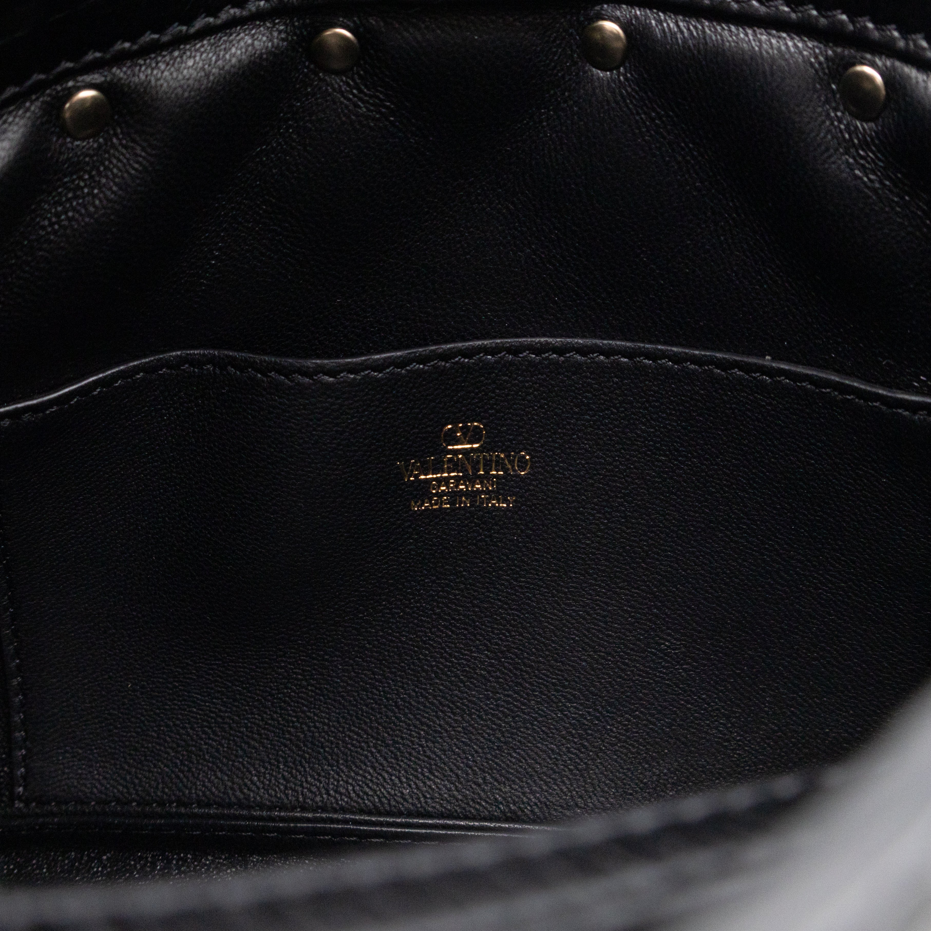 Rockstud Spike Pouch Black Embellished Leather