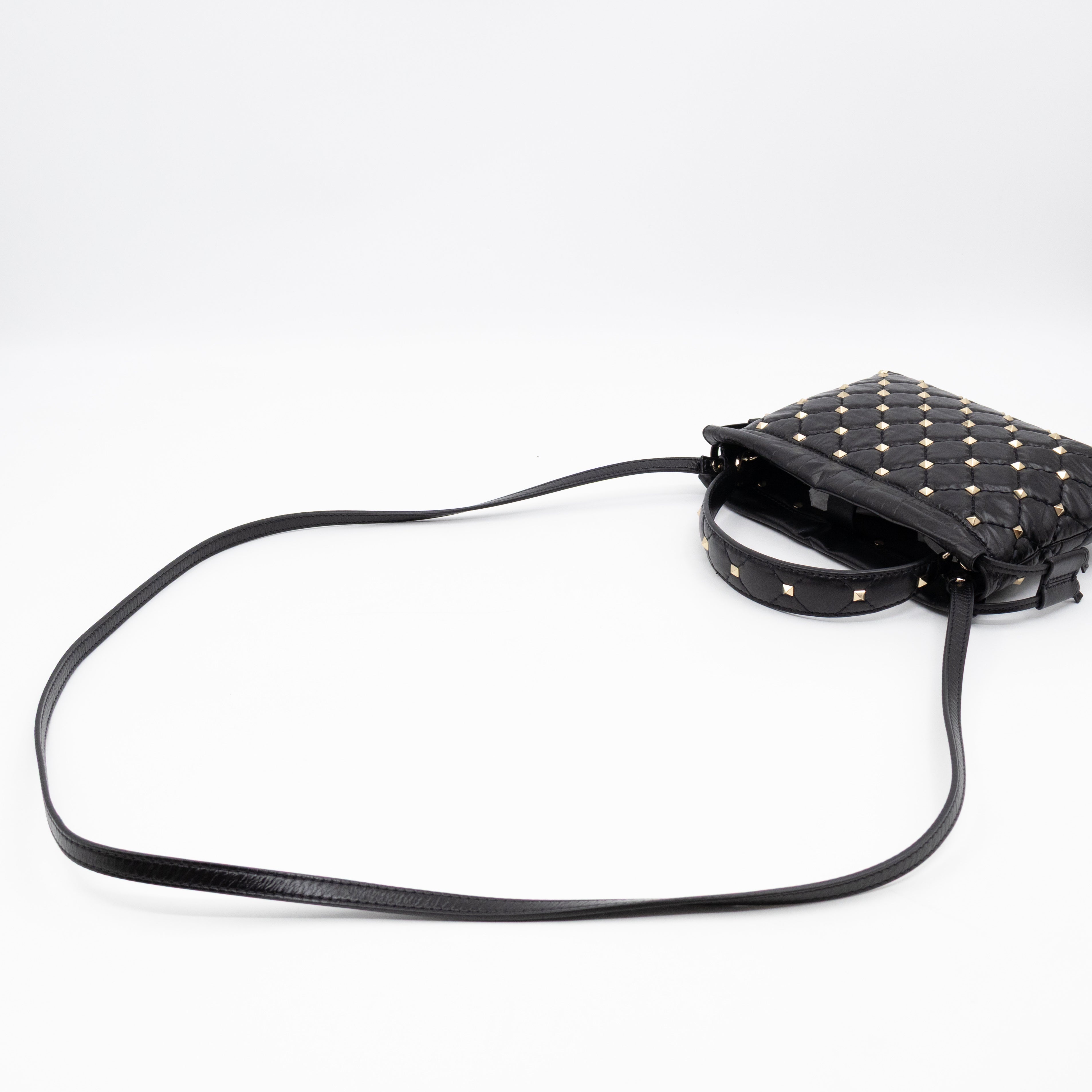 Rockstud Spike Pouch Black Embellished Leather