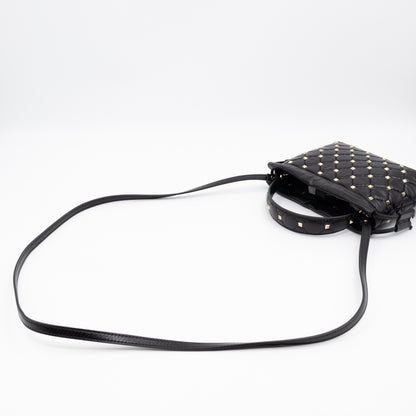 Rockstud Spike Pouch Black Embellished Leather