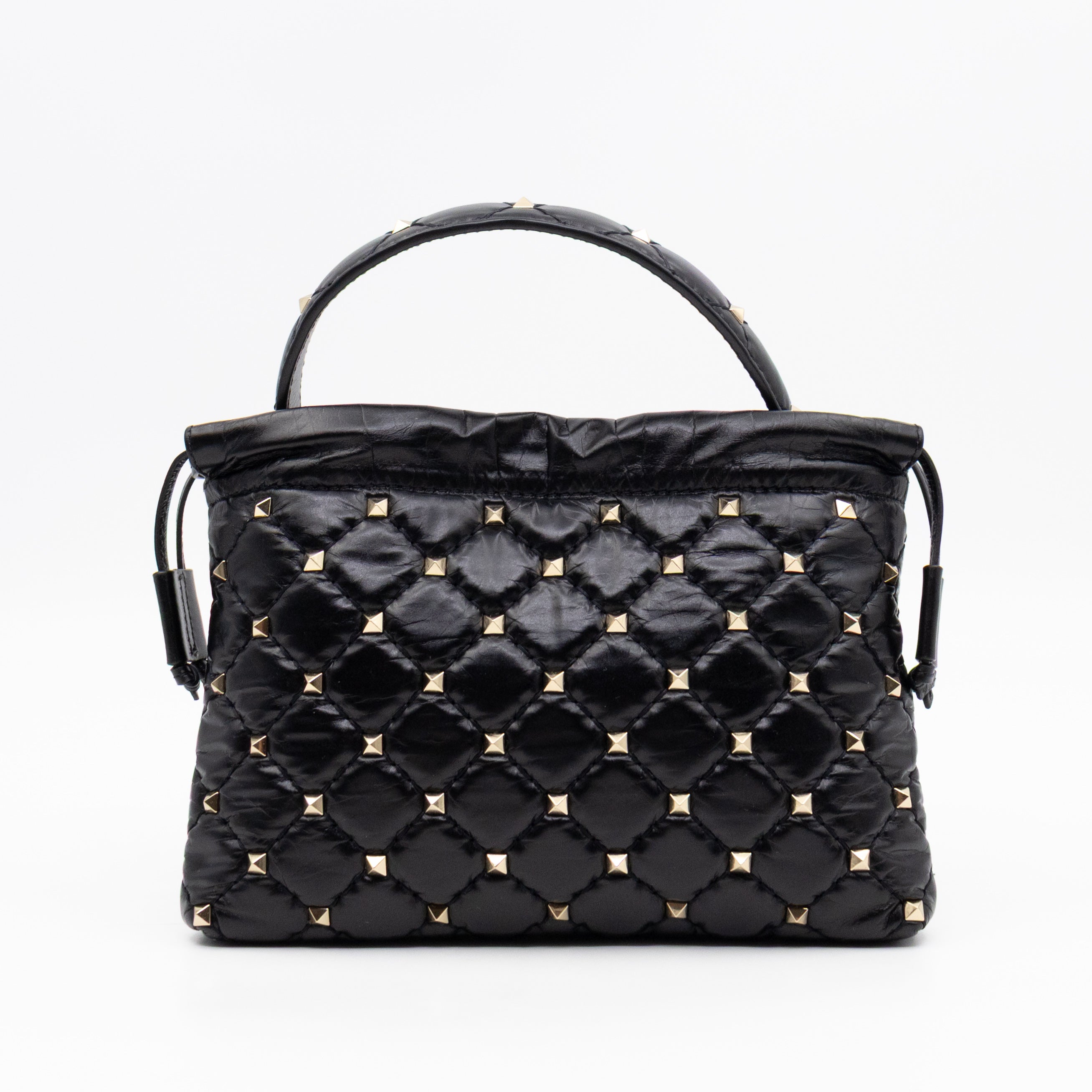 Rockstud Spike Pouch Black Embellished Leather