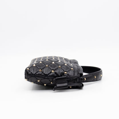 Rockstud Spike Pouch Black Embellished Leather