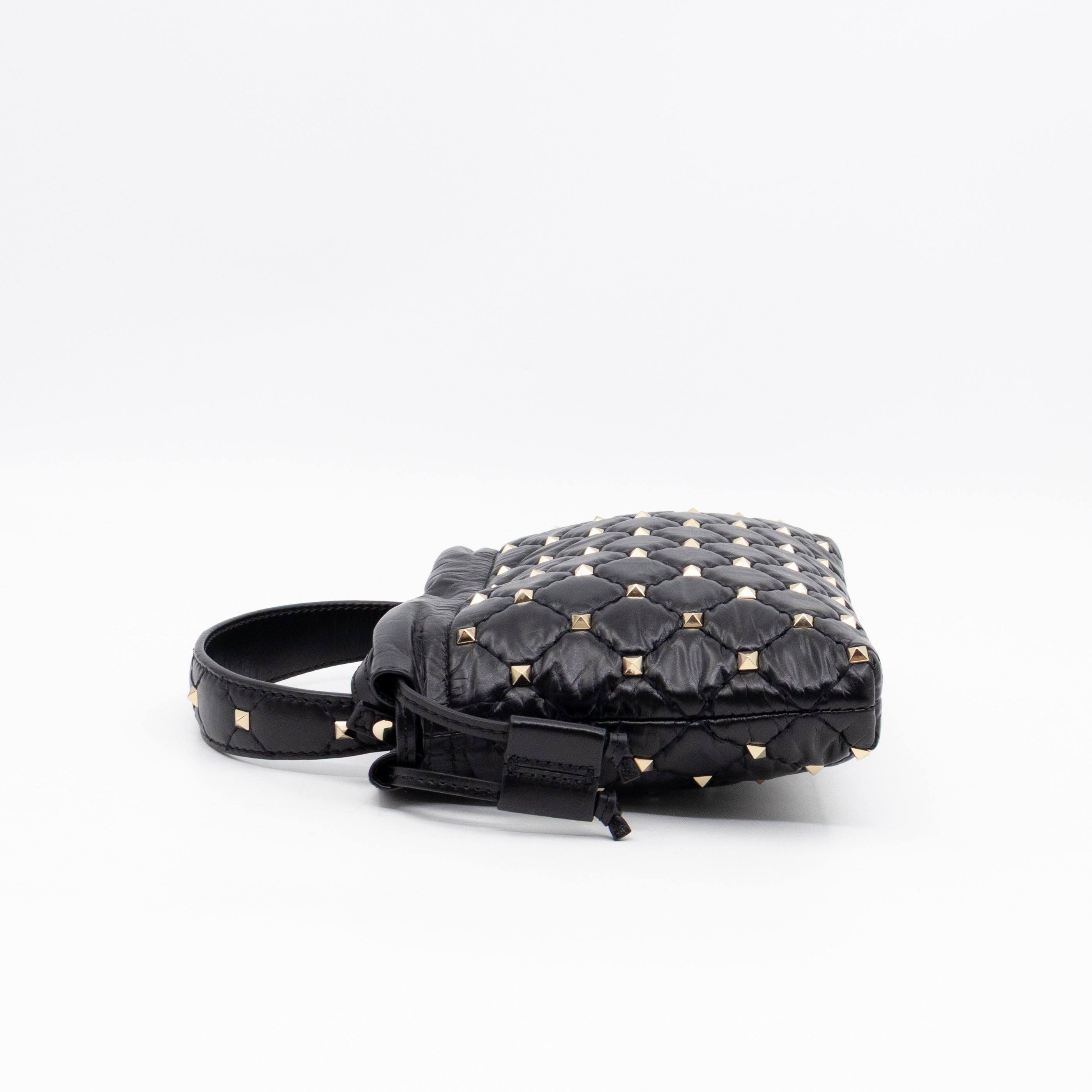 Rockstud Spike Pouch Black Embellished Leather