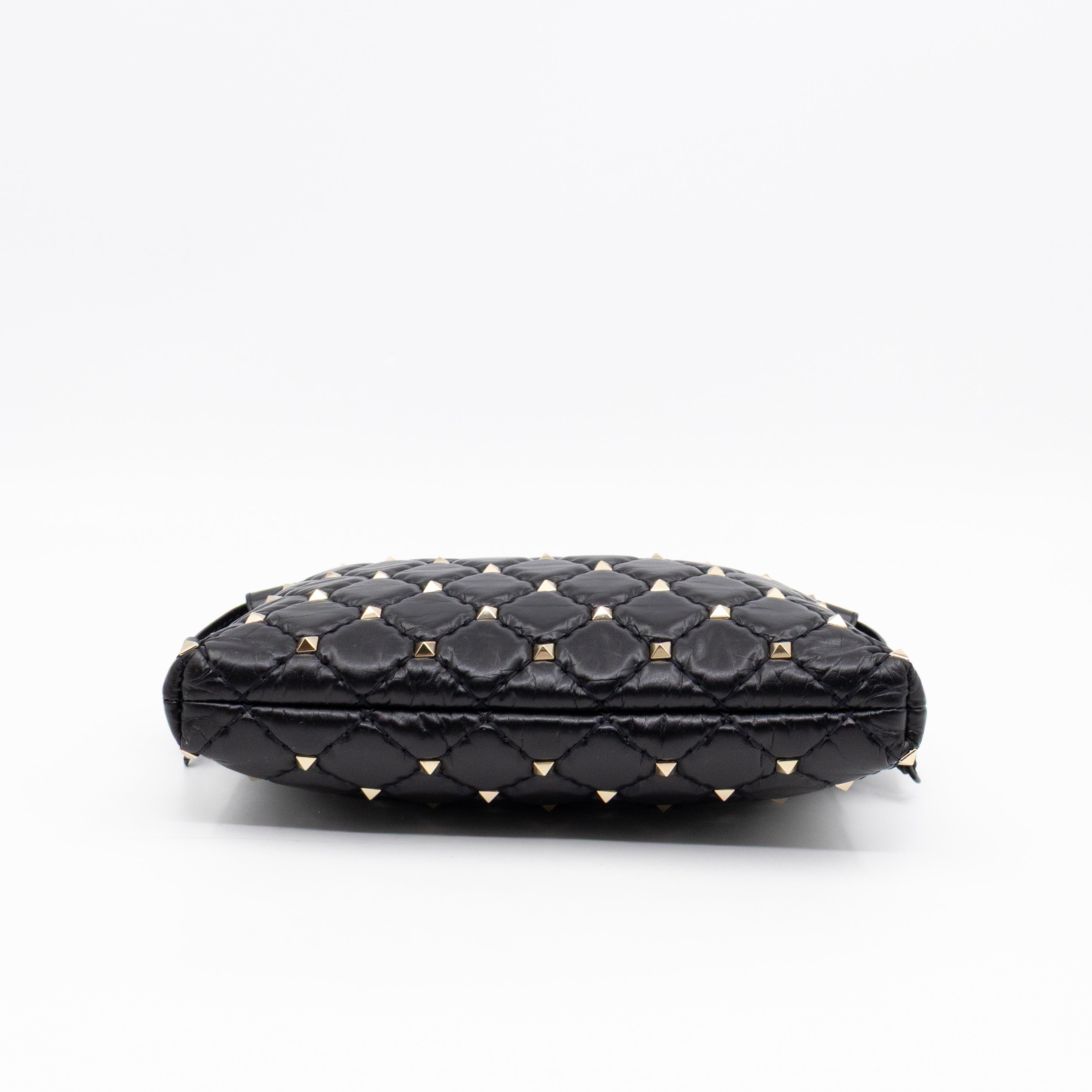 Rockstud Spike Pouch Black Embellished Leather