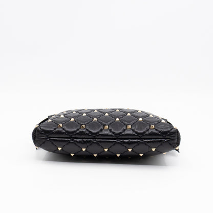 Rockstud Spike Pouch Black Embellished Leather