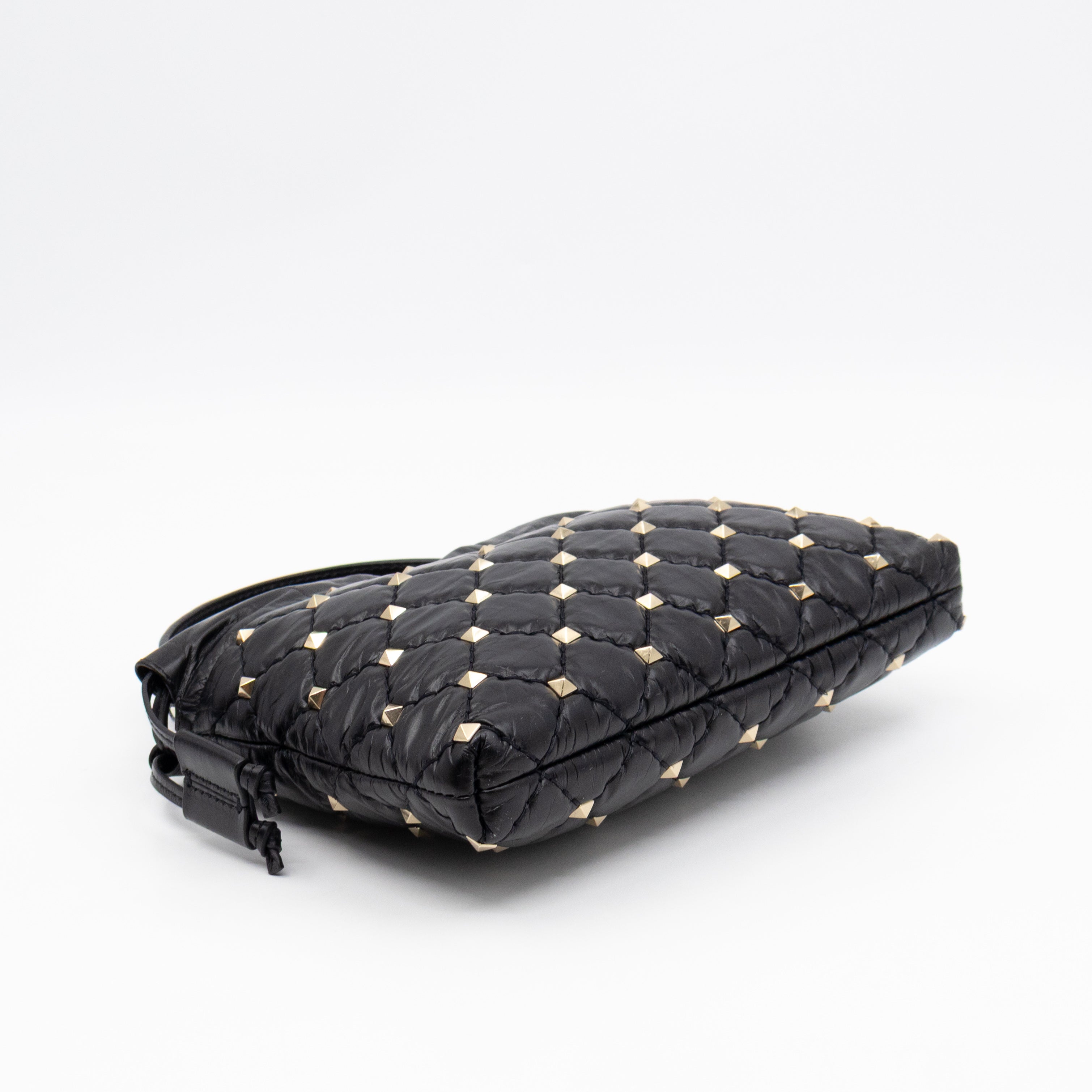 Rockstud Spike Pouch Black Embellished Leather