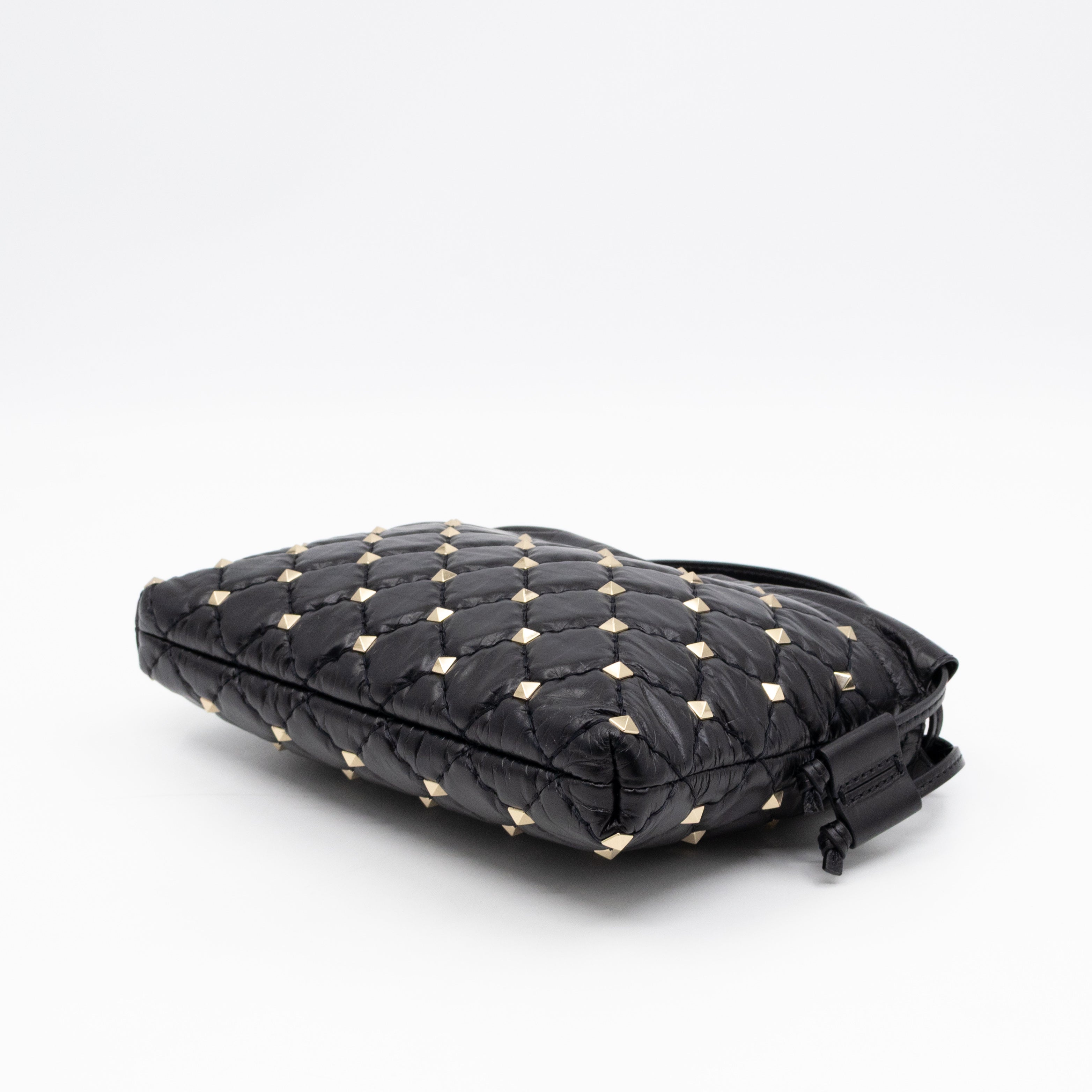 Rockstud Spike Pouch Black Embellished Leather