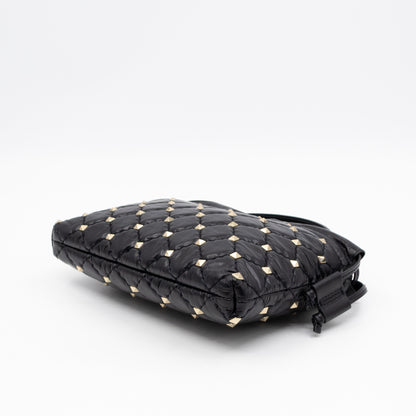 Rockstud Spike Pouch Black Embellished Leather