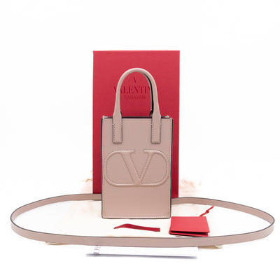 Mini VLogo Walk Tote Poudre Calfskin Leather