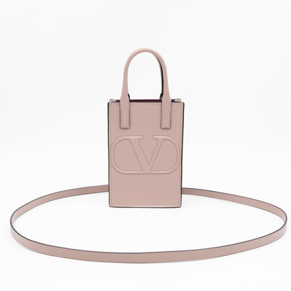 Mini VLogo Walk Tote Poudre Calfskin Leather
