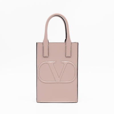 Mini VLogo Walk Tote Poudre Calfskin Leather