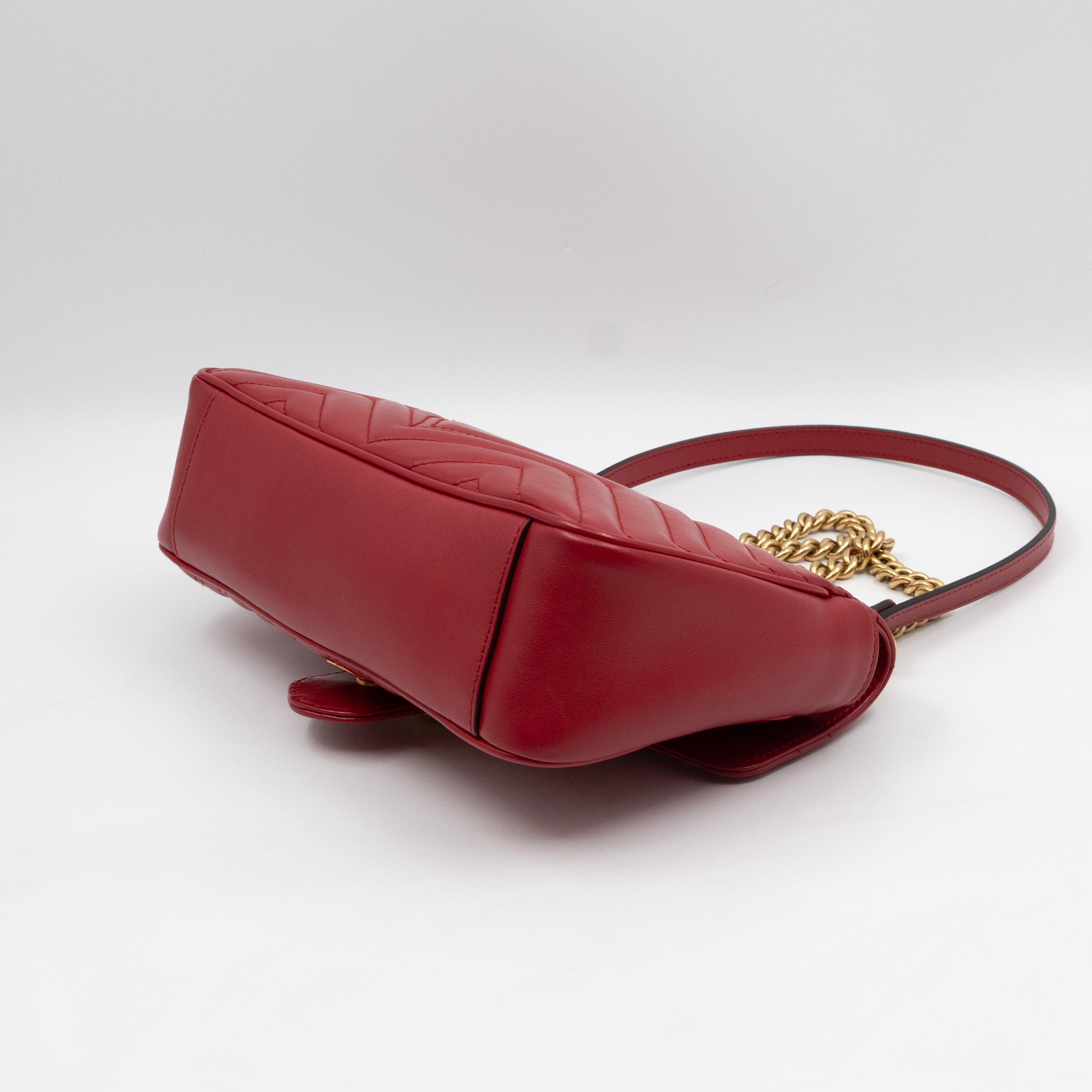 GG Marmont Medium Flap Bag Red Matelasse Leather