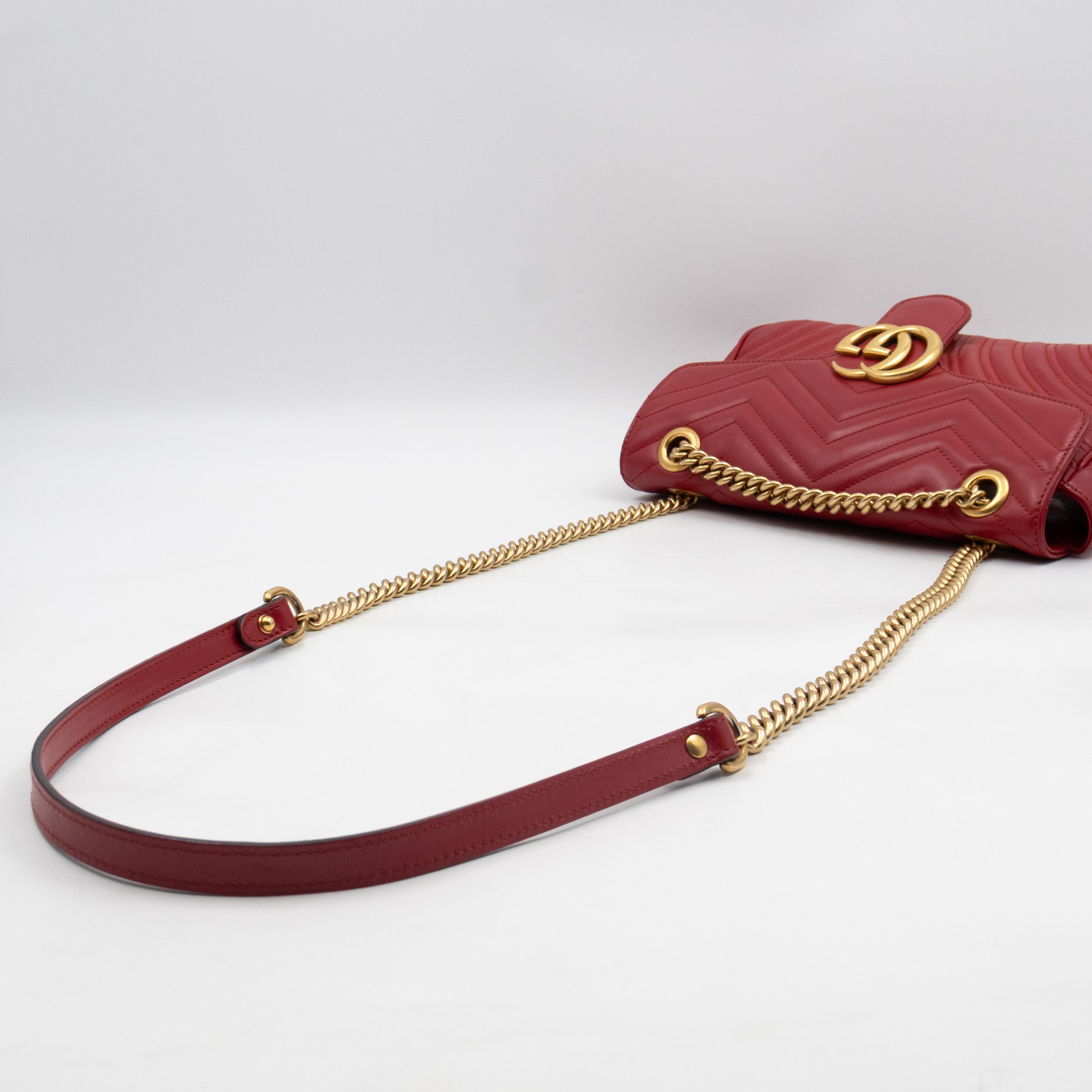 GG Marmont Medium Flap Bag Red Matelasse Leather