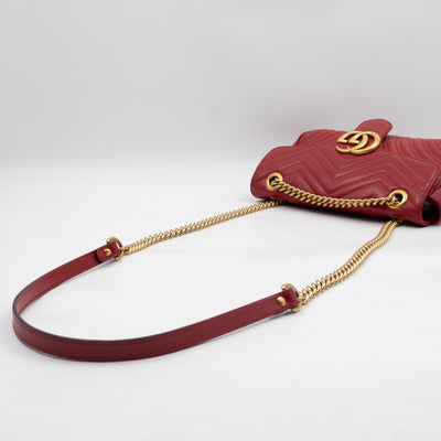 GG Marmont Medium Flap Bag Red Matelasse Leather