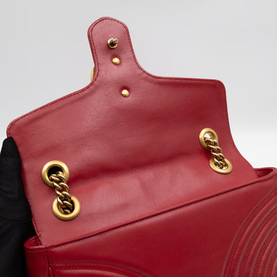 GG Marmont Medium Flap Bag Red Matelasse Leather
