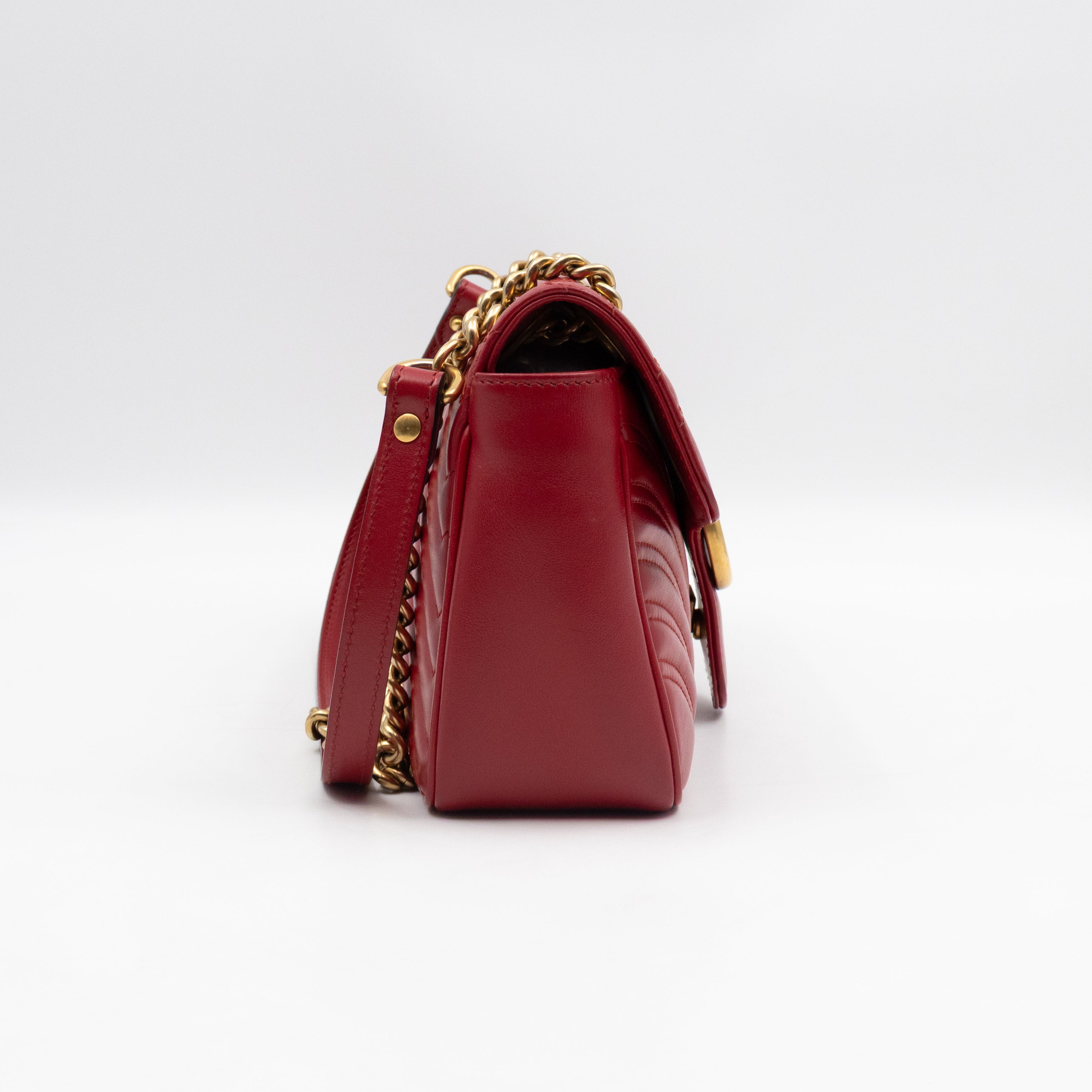 GG Marmont Medium Flap Bag Red Matelasse Leather