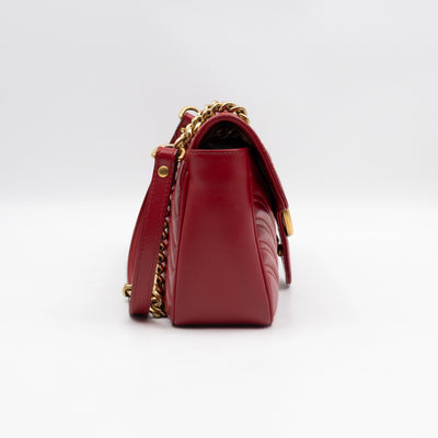 GG Marmont Medium Flap Bag Red Matelasse Leather