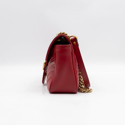 GG Marmont Medium Flap Bag Red Matelasse Leather