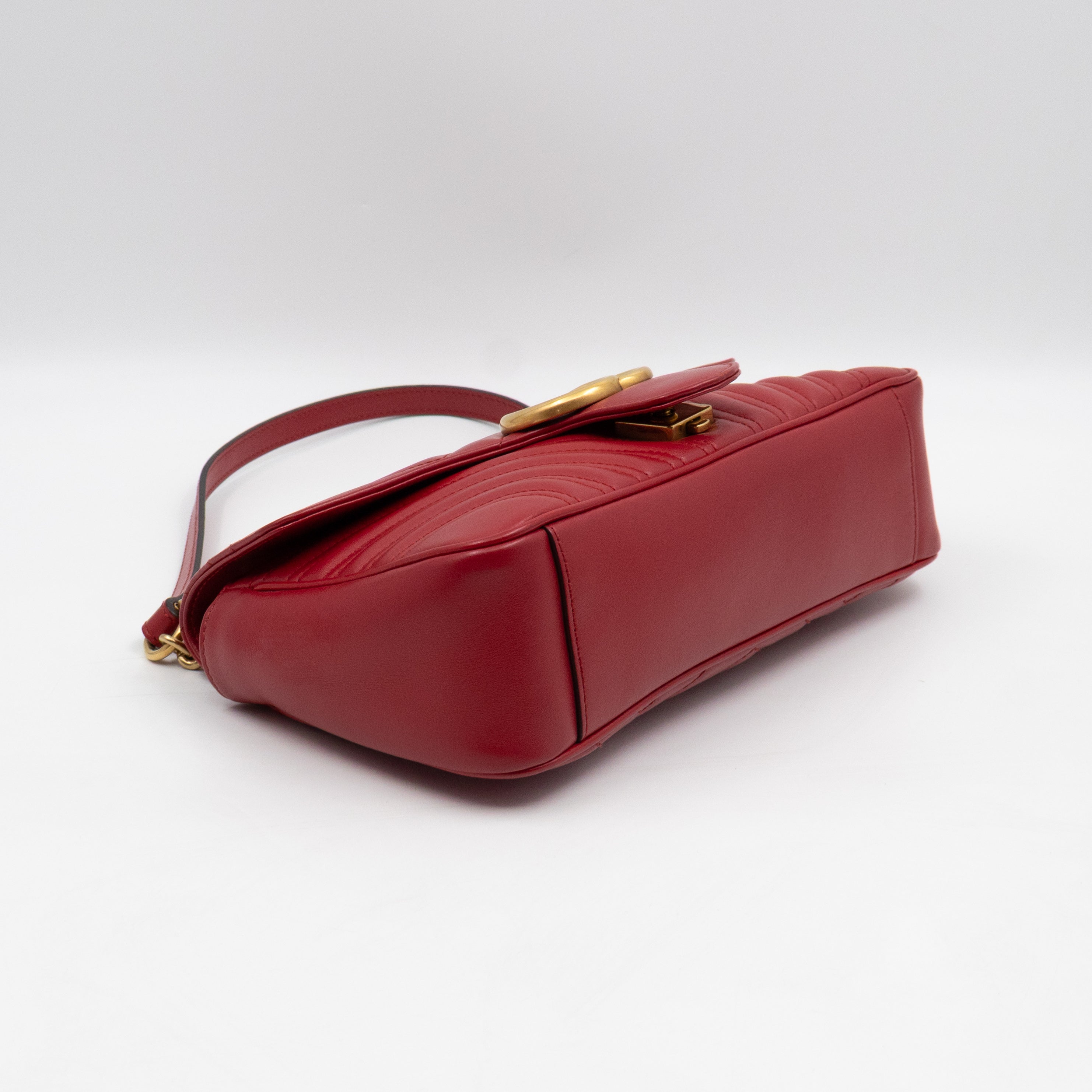 GG Marmont Medium Flap Bag Red Matelasse Leather