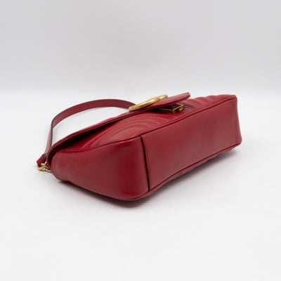GG Marmont Medium Flap Bag Red Matelasse Leather