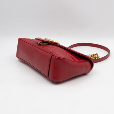 GG Marmont Medium Flap Bag Red Matelasse Leather