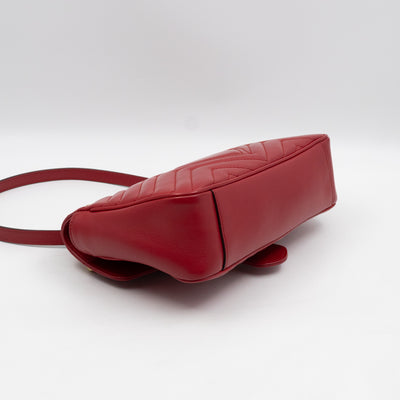 GG Marmont Medium Flap Bag Red Matelasse Leather