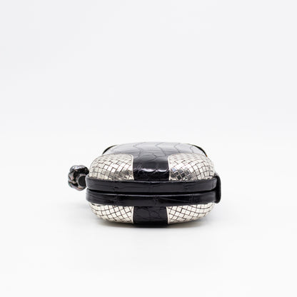 Knot Clutch Black Alligator Leather & Silver
