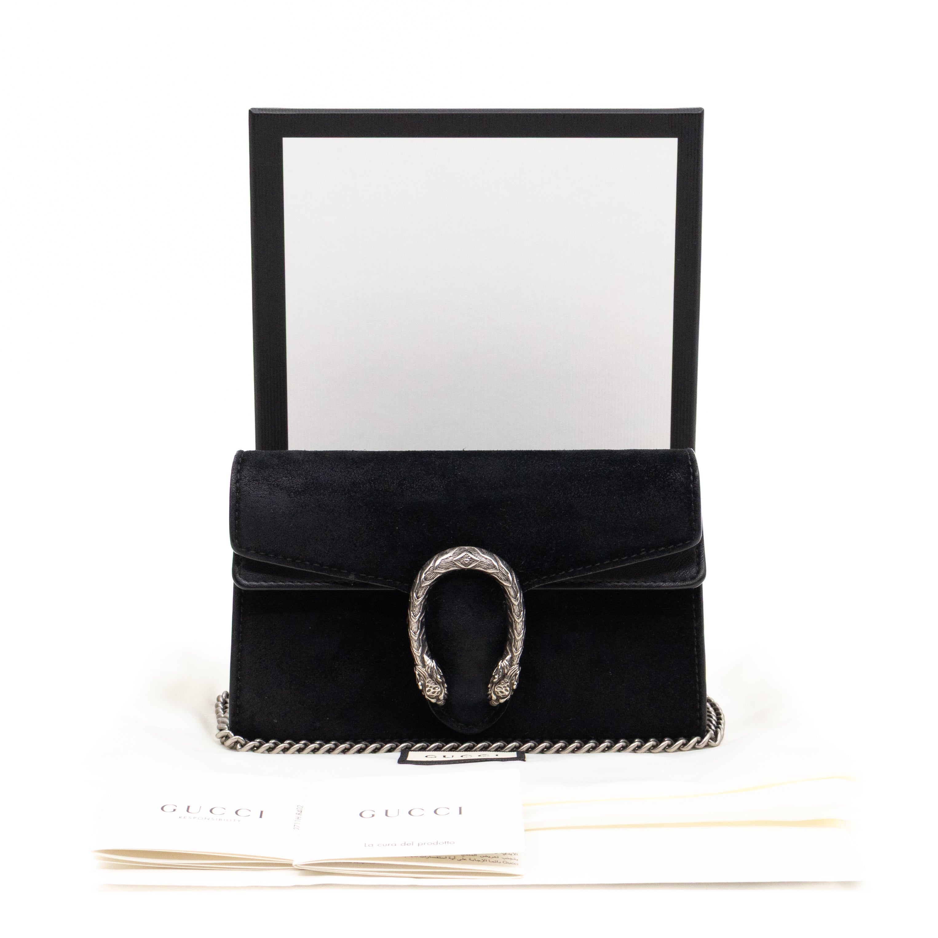 Dionysus Super Mini Black Suede Leather