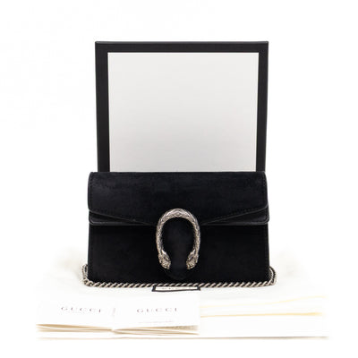 Dionysus Super Mini Black Suede Leather