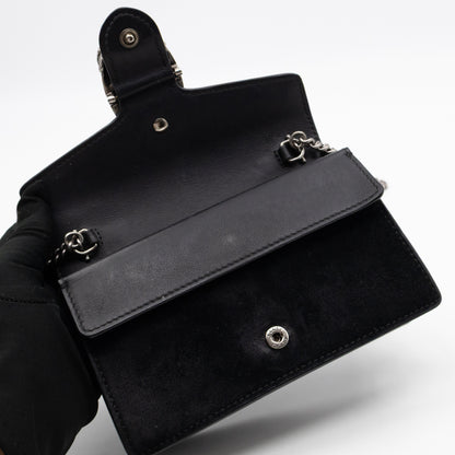 Dionysus Super Mini Black Suede Leather