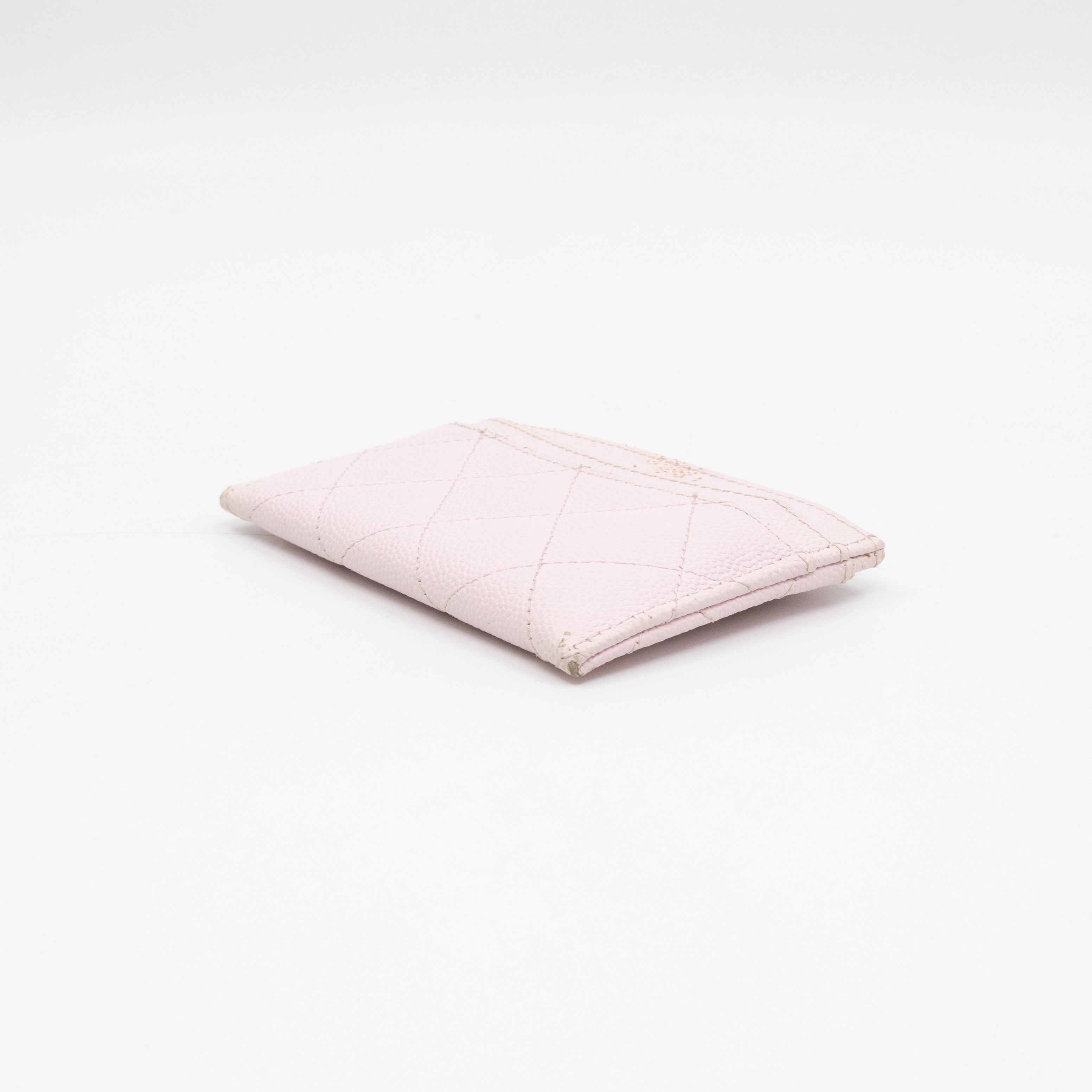 Classic Card Holder Light Pink Caviar Gold