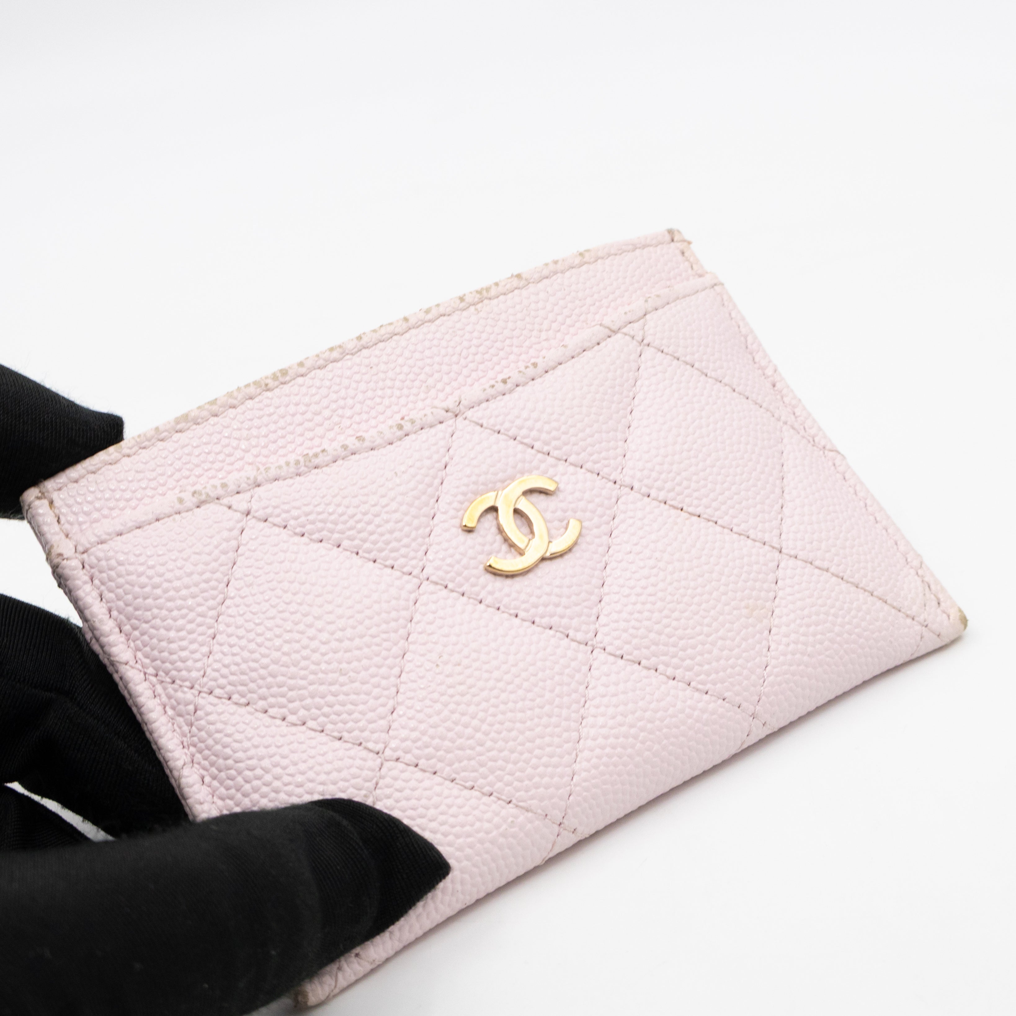 Classic Card Holder Light Pink Caviar Gold