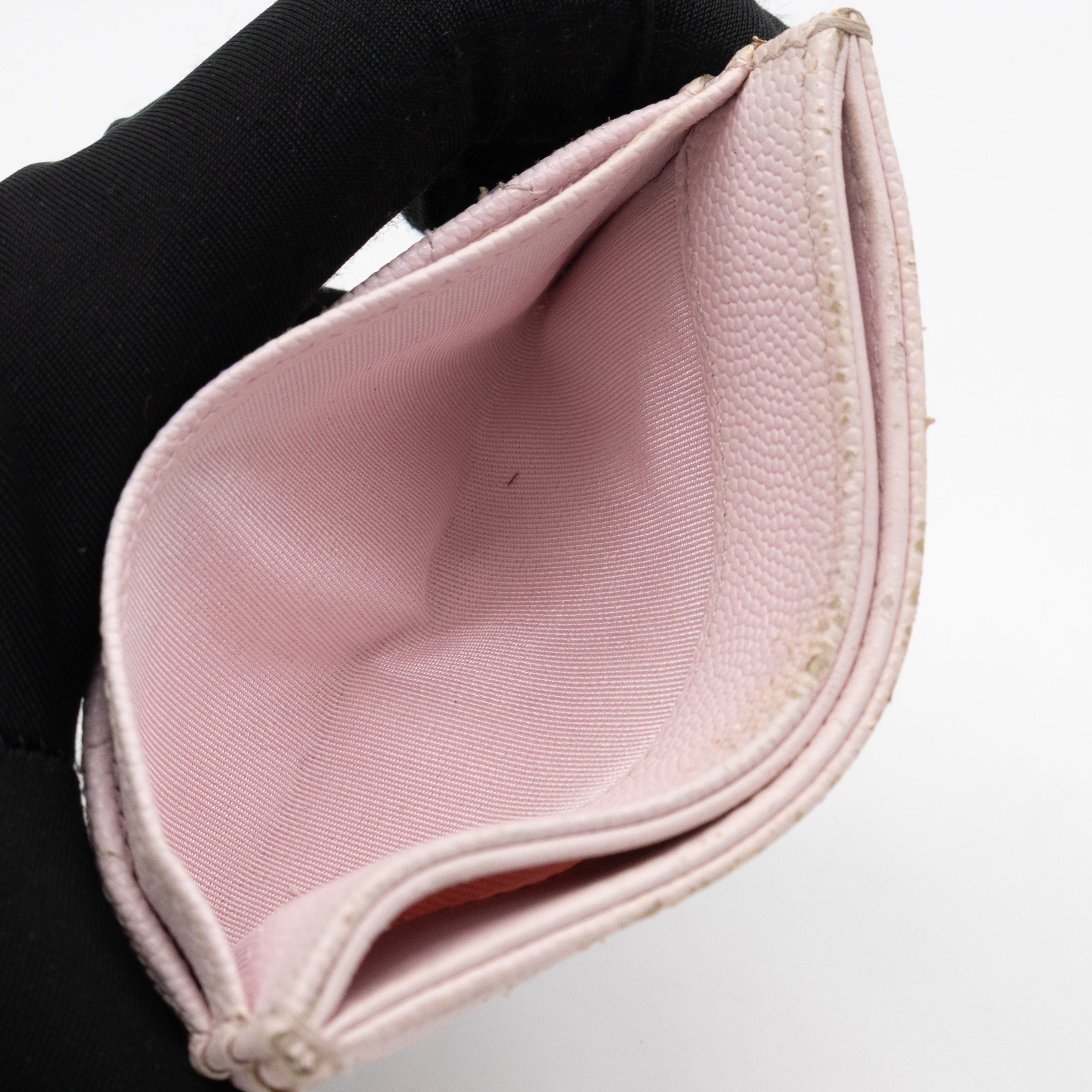 Classic Card Holder Light Pink Caviar Gold