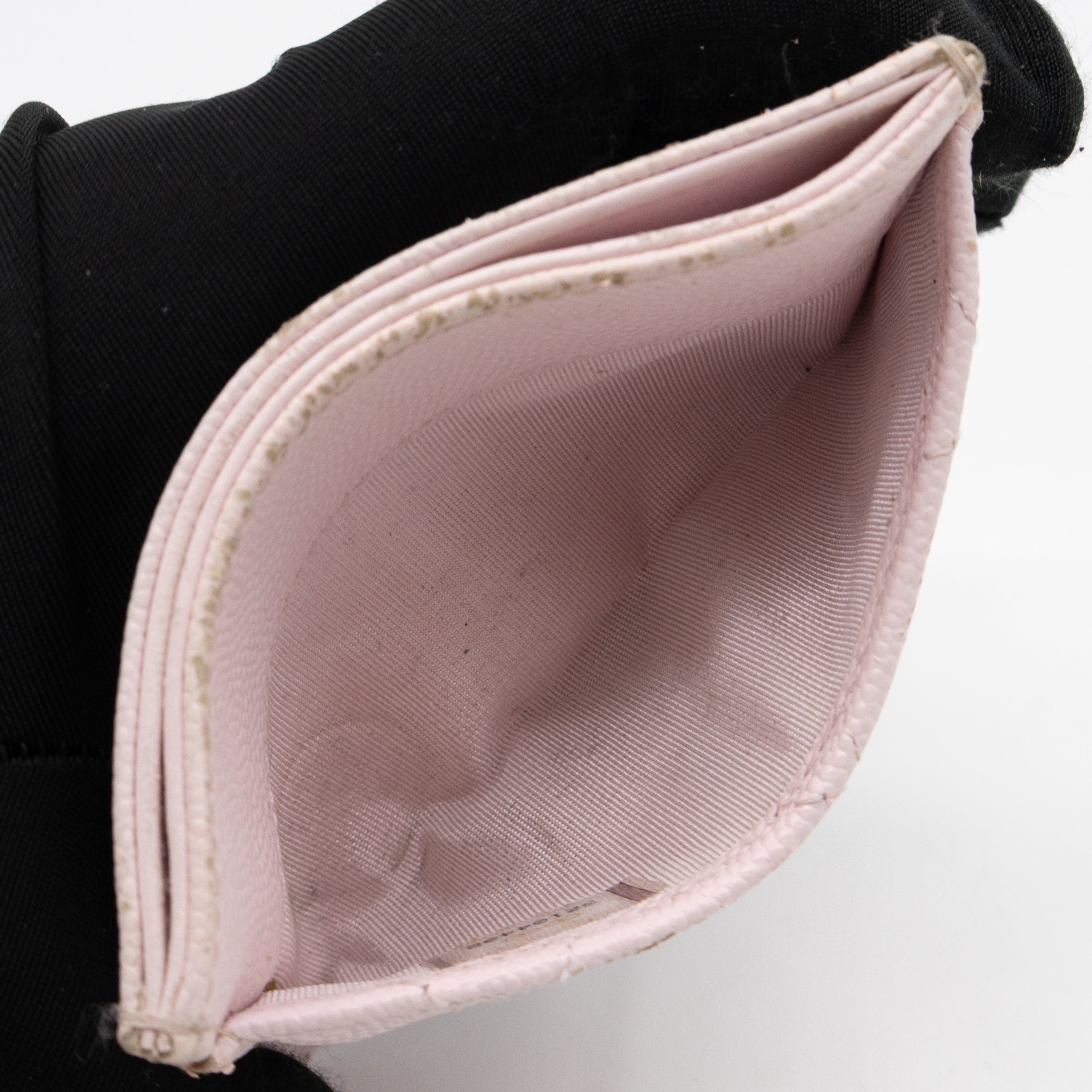 Classic Card Holder Light Pink Caviar Gold