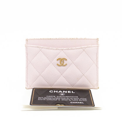 Classic Card Holder Light Pink Caviar Gold