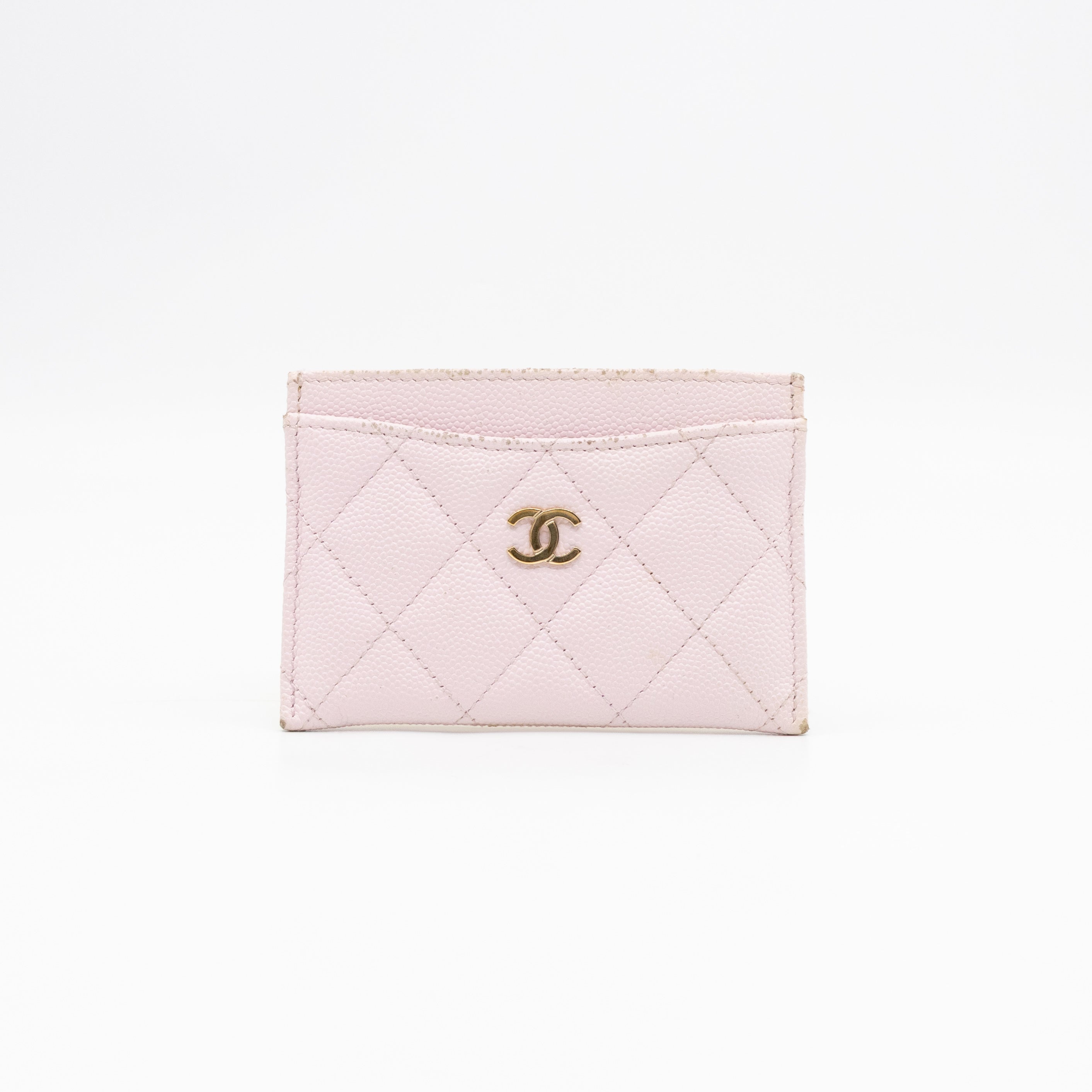 Classic Card Holder Light Pink Caviar Gold