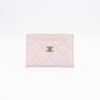 Classic Card Holder Light Pink Caviar Gold