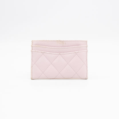 Classic Card Holder Light Pink Caviar Gold