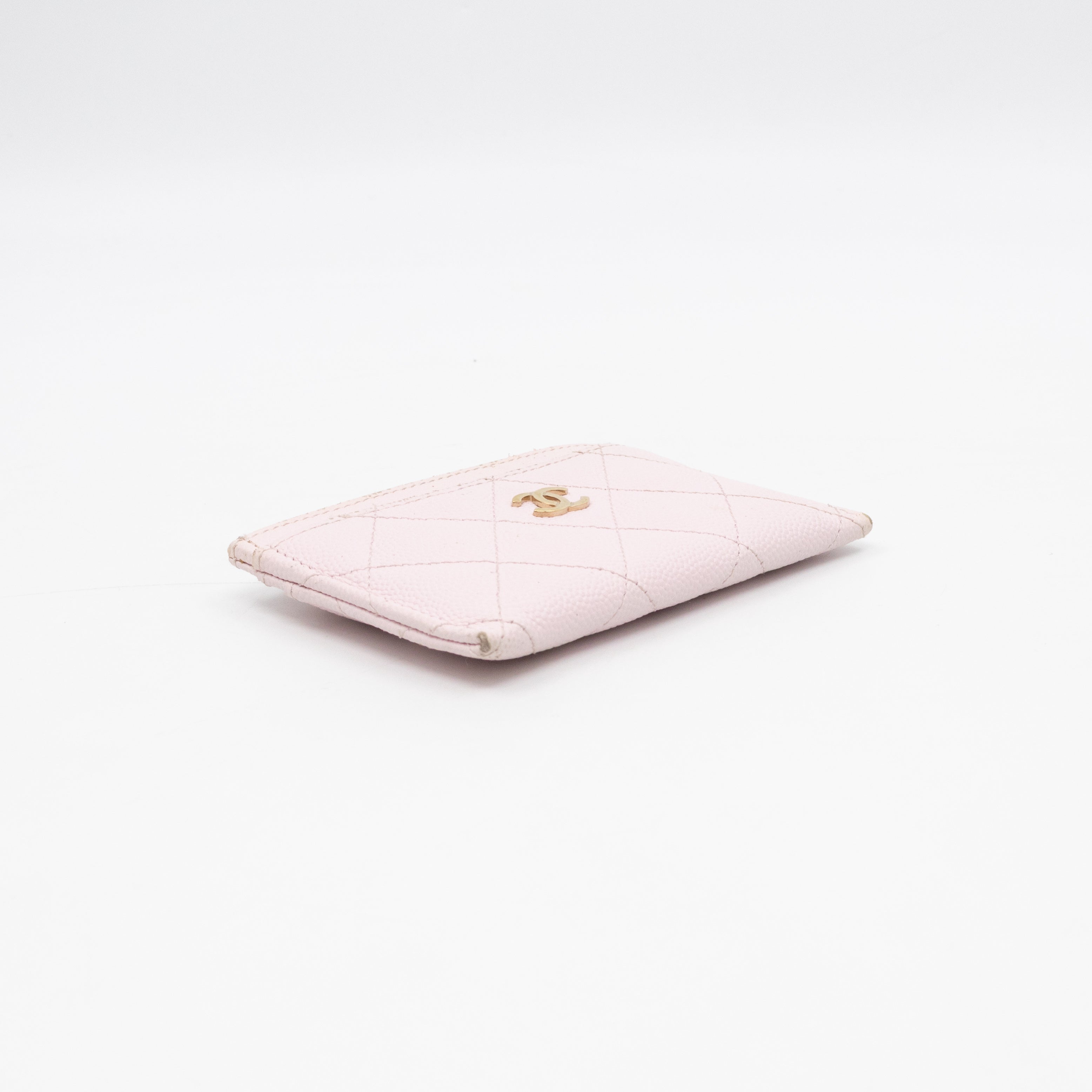 Classic Card Holder Light Pink Caviar Gold