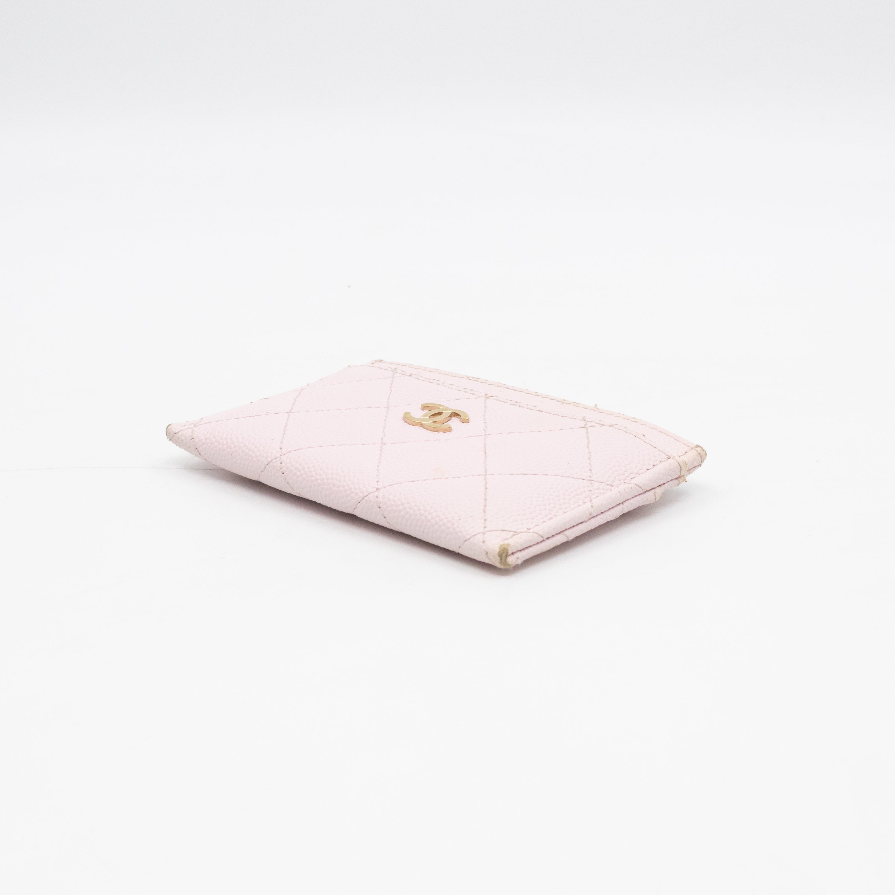 Classic Card Holder Light Pink Caviar Gold
