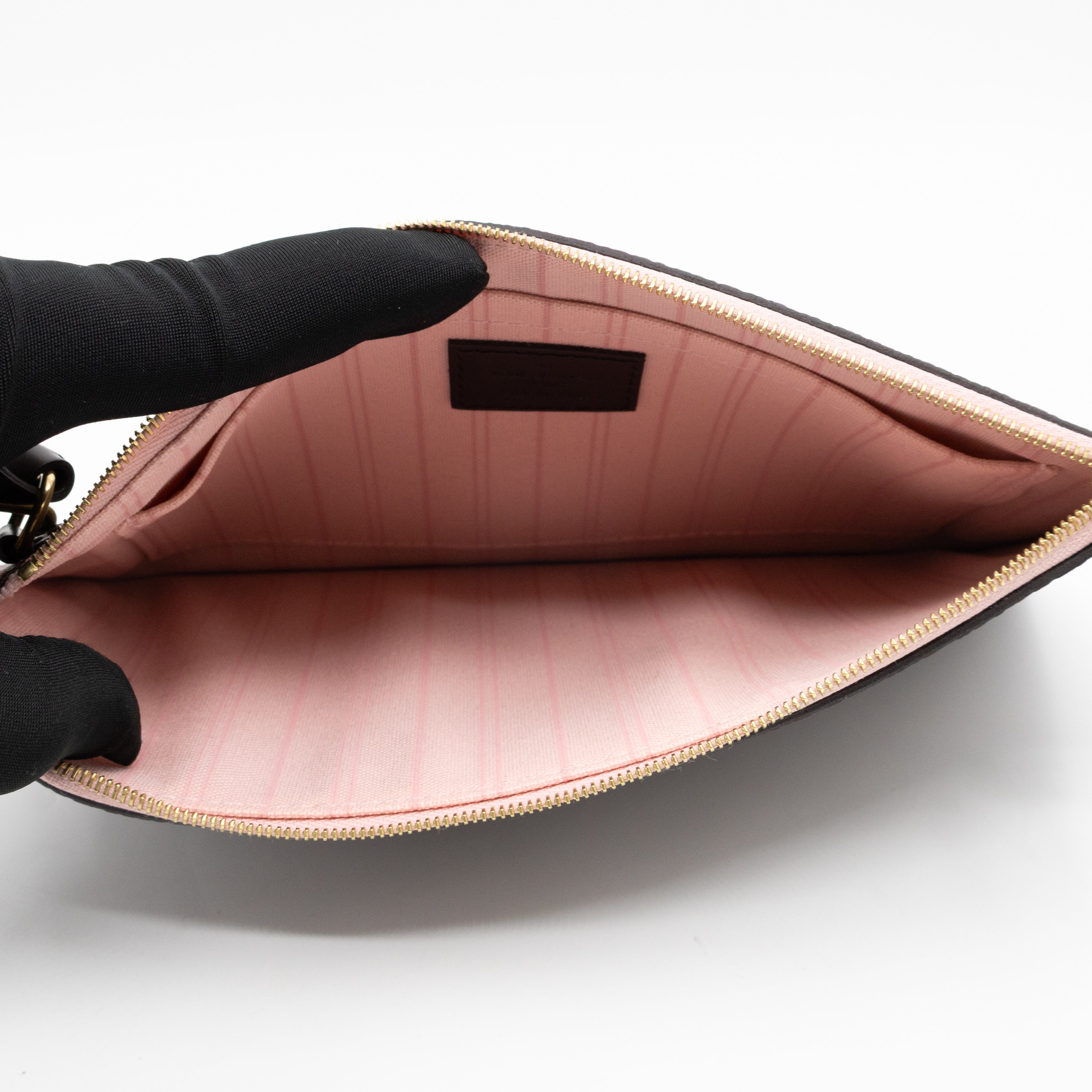 Neverfull Pochette Damier Ebene Rose Ballerine