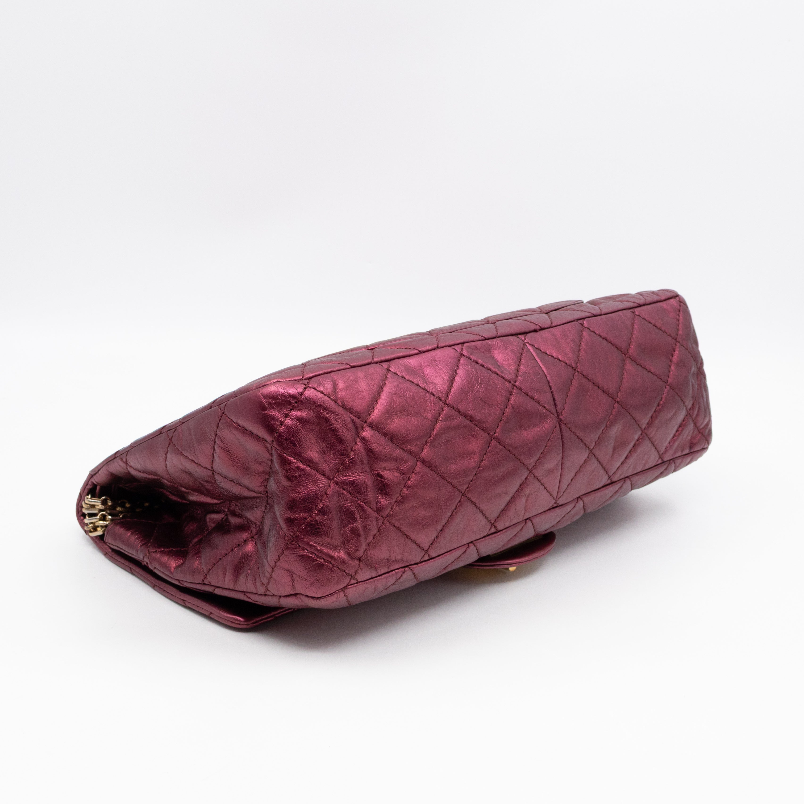 2.55 Reissue 227 Double Flap Bag Burgundy Metallic Leather