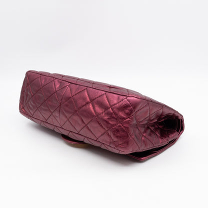 2.55 Reissue 227 Double Flap Bag Burgundy Metallic Leather