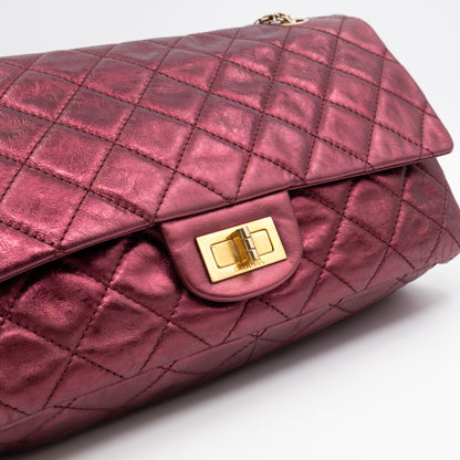 2.55 Reissue 227 Double Flap Bag Burgundy Metallic Leather