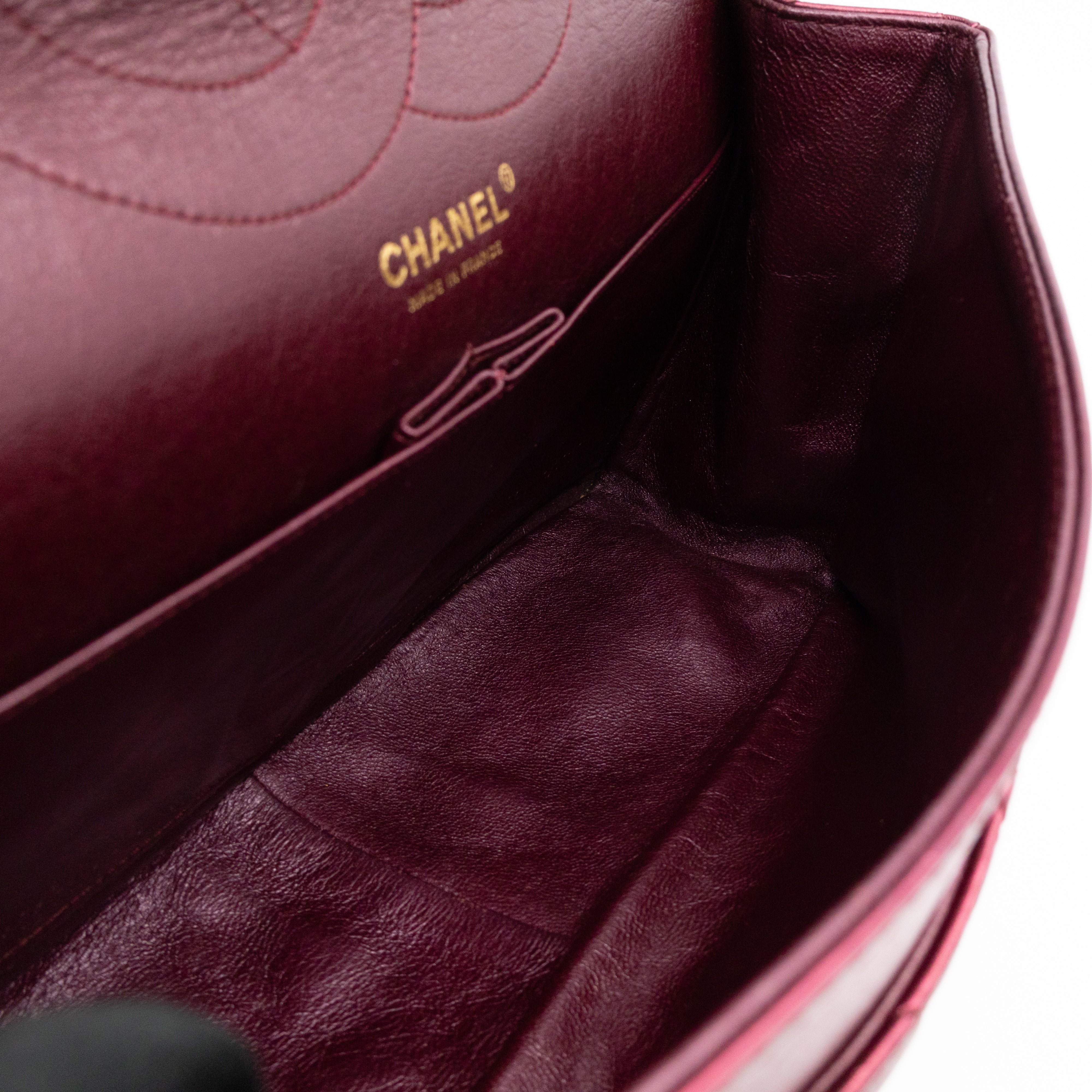 2.55 Reissue 227 Double Flap Bag Burgundy Metallic Leather